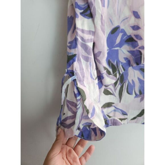 NWT C&C California Lavender Purple Print 100% Linen Pop Over Blouse size 3X - Picture 9 of 12